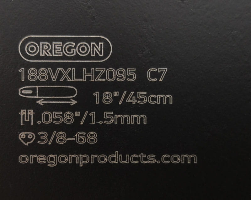 Oznaczenia na prowadnicy Oregon 188VXLHZ095